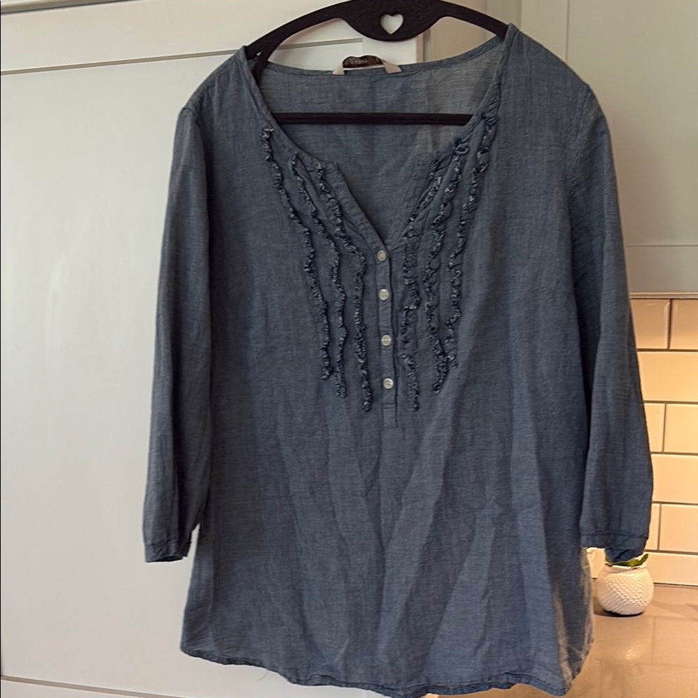 Old Navy Chambray Blouse with Button Detail